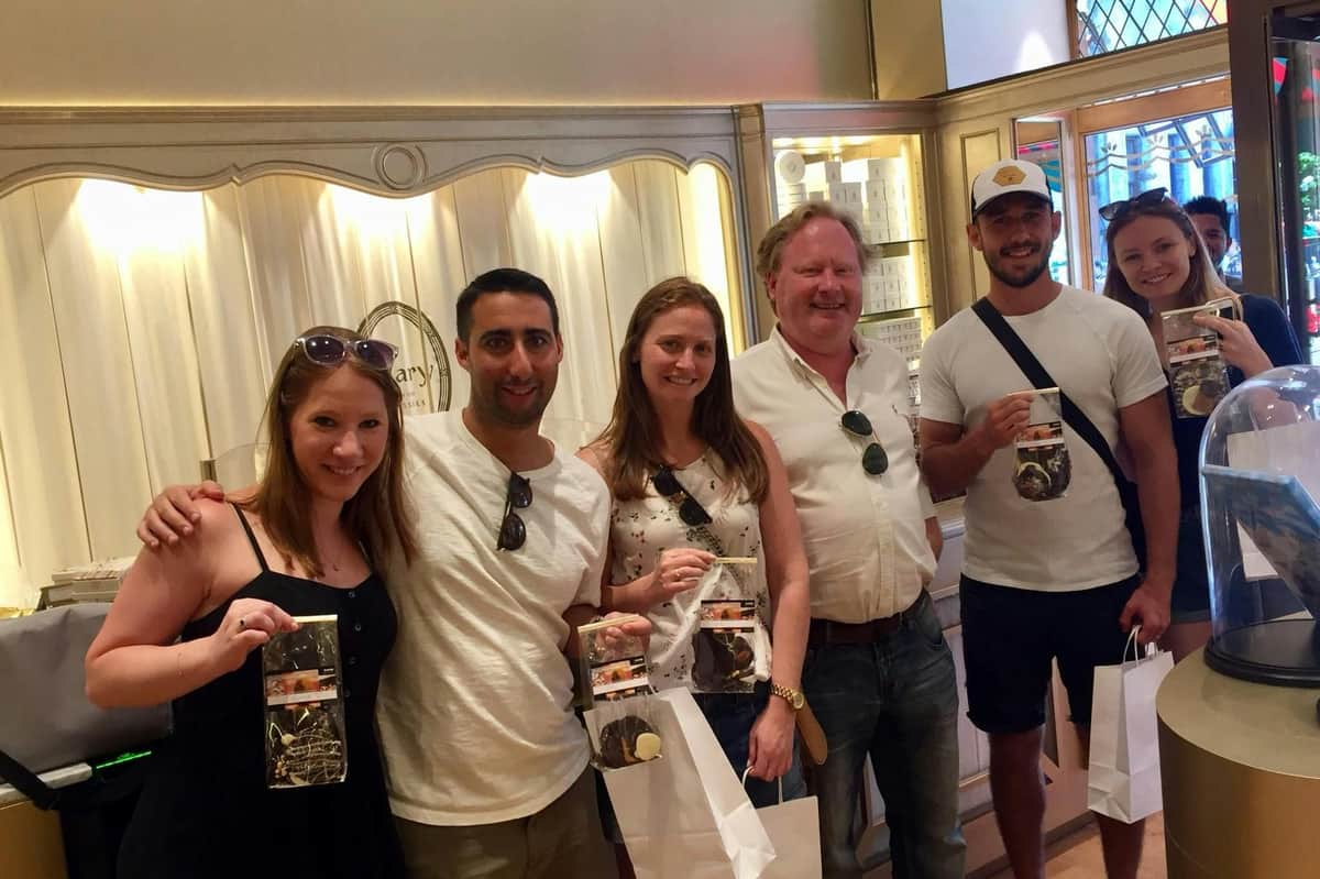 Group in chocolate store