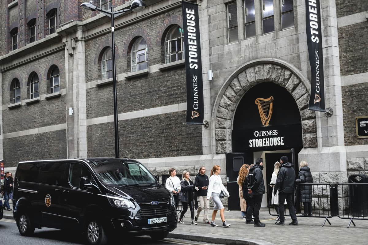 Guinness Storehouse: Entry Ticket + Perfect Pint Pub Tour The Perfect Pint Tour Vehicle Outside The Guinness Storehouse